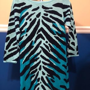 Blue zebra sweater dress